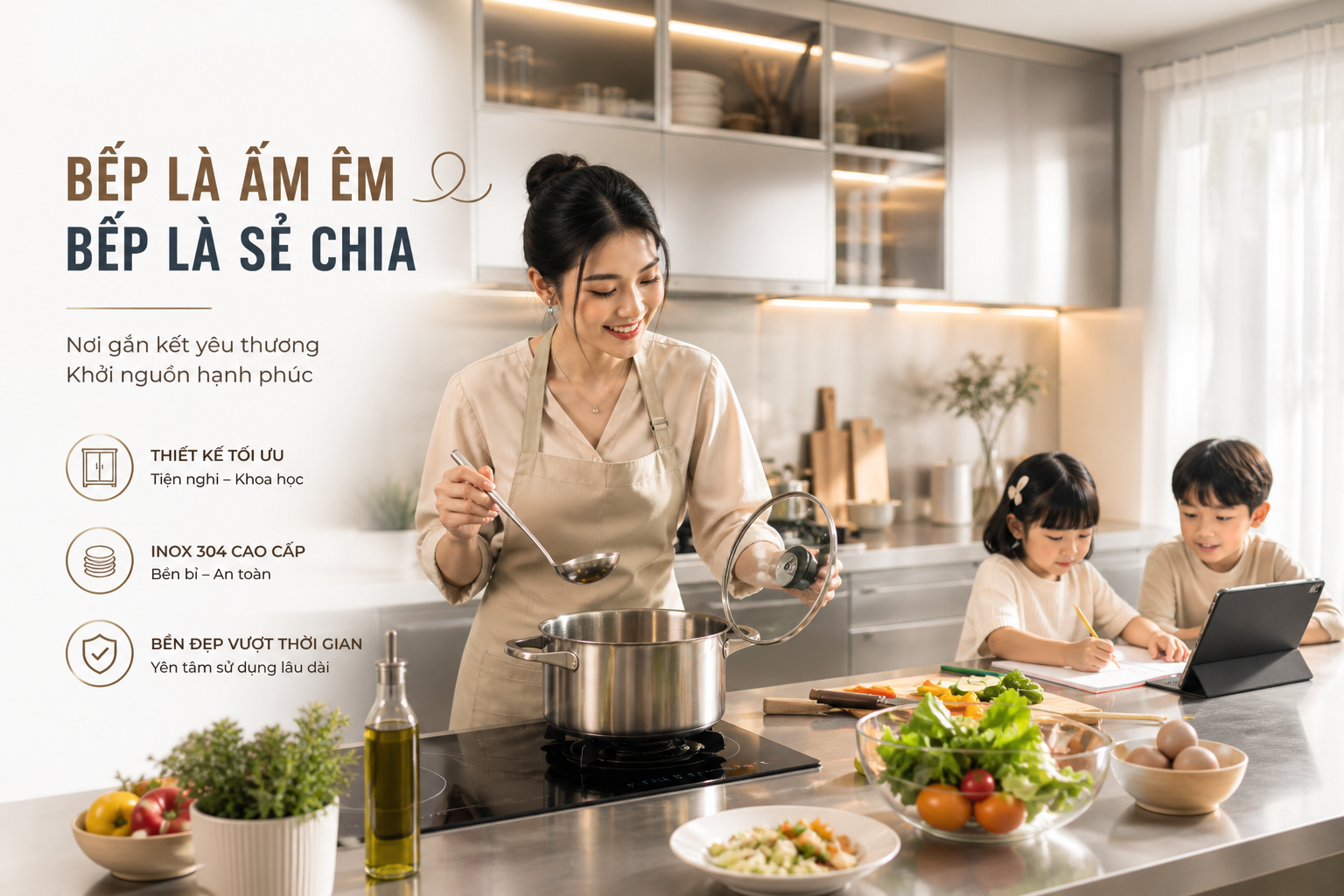 tu bếp inox