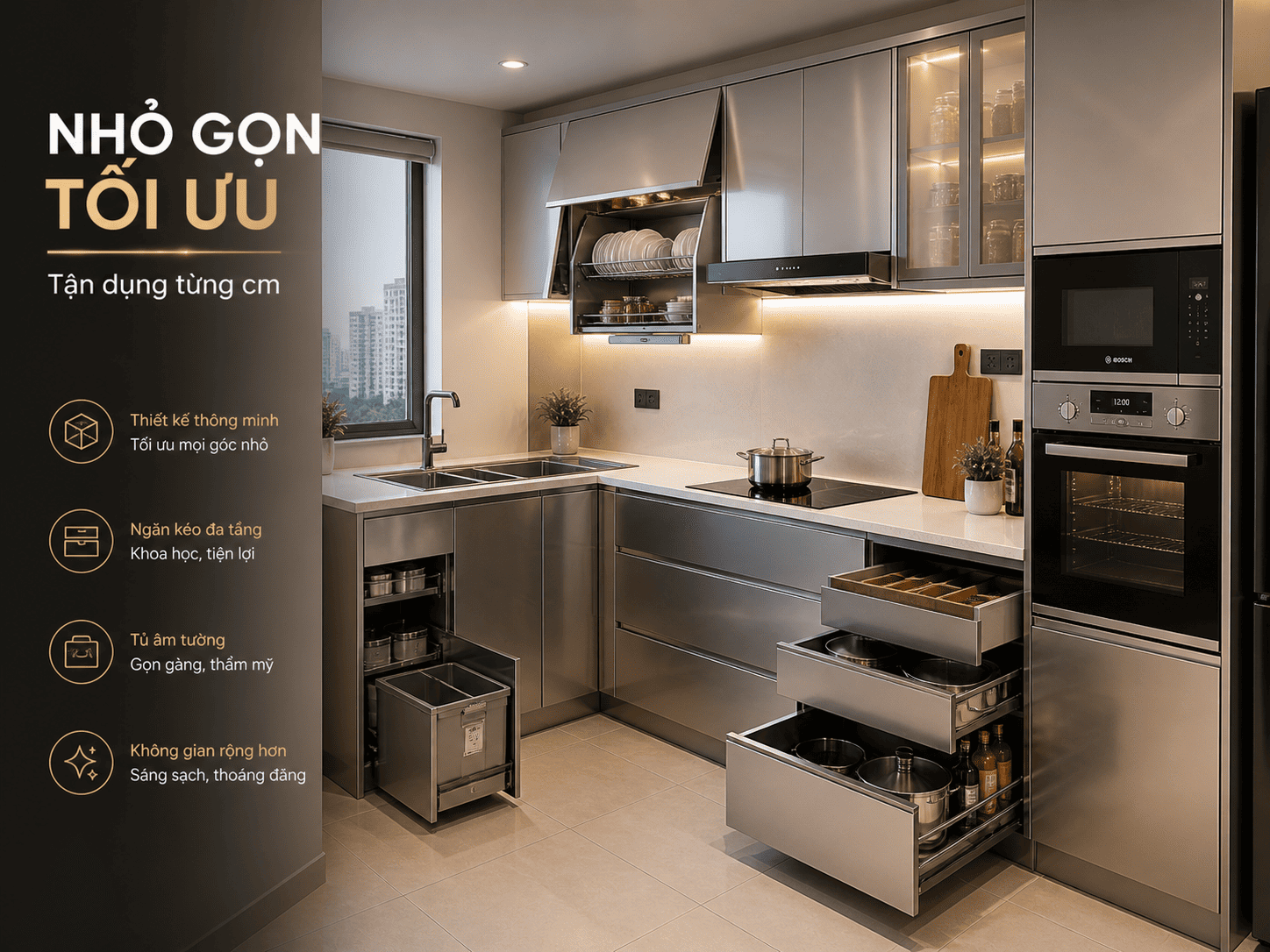 tủ bếp inox